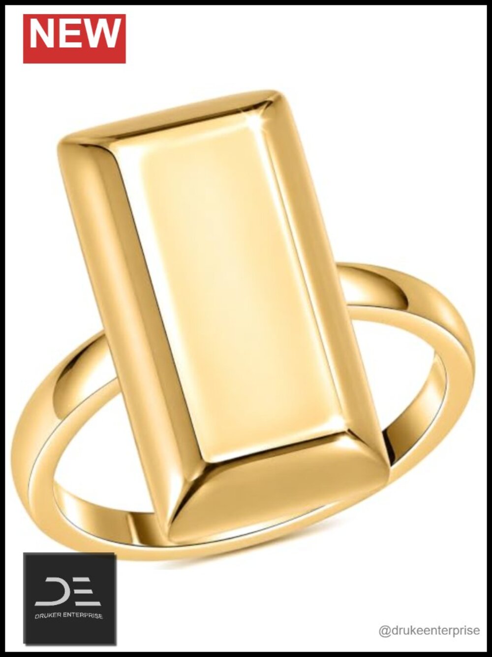 18K Solid Yellow Gold Bar Ring for Women Size 7 Fine Jewelry